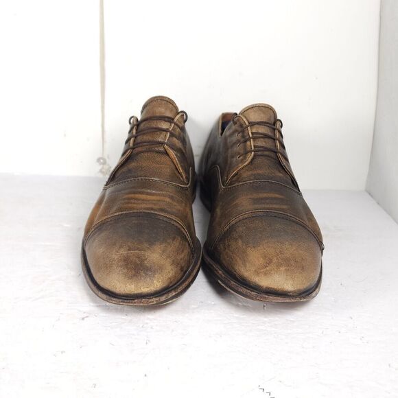 Frye Men's US11,5 Brown Distressed Leather Lace-Up Cap Toe Oxford Shoes - Picture 3 of 16